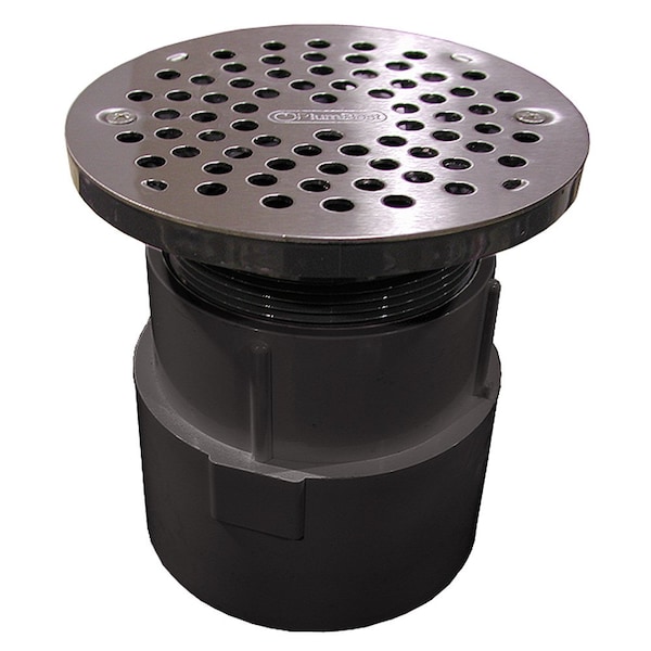 Jones Stephens 4in. PVC Over Pipe Fit Drain Base with 3-1/2in. Plastic Spud and 6in. Stainless Steel Strainer D53040 - main